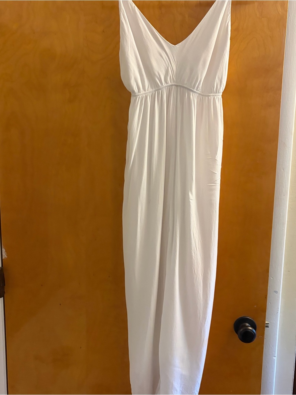 Vintage Farm Rio M White Slip Dress White Boho Cottagecore Midi Center Slit Y2K